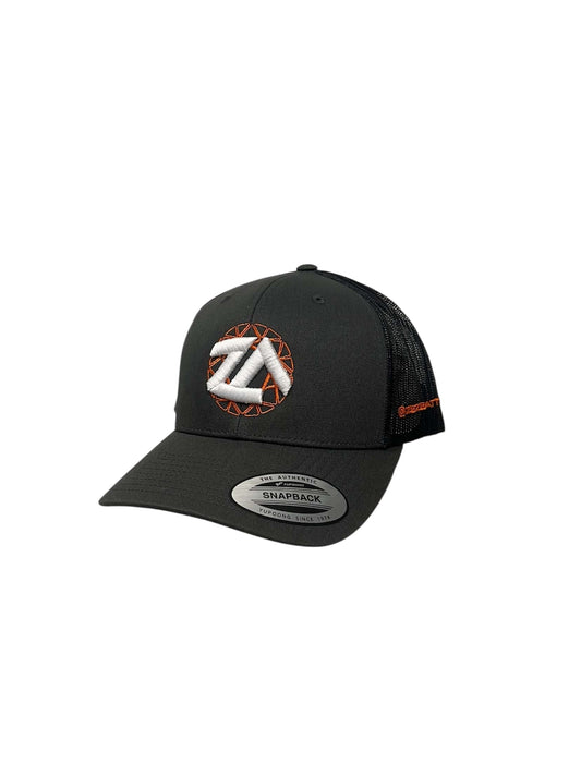 ZEZE ATTIRE ORANGE CIRCLE LOGO CAP (GREY)